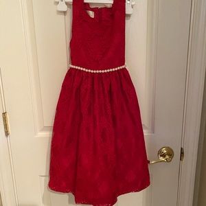 Red dress with pearls girl 6 size
